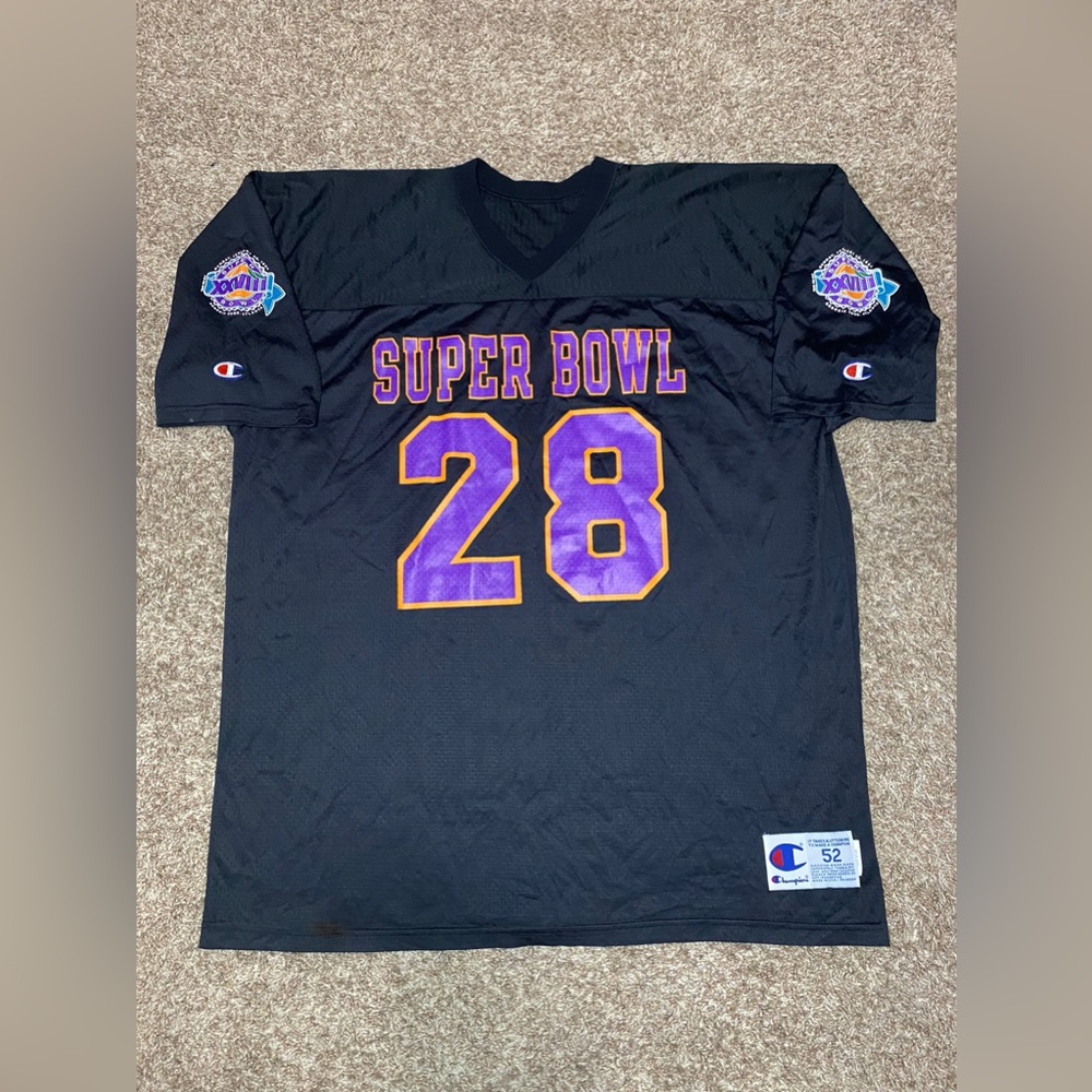 Vintage 1994 Champion Super Bowl 28 Jersey Cowboys Vs Bills NFL Mens Size 52 2XL